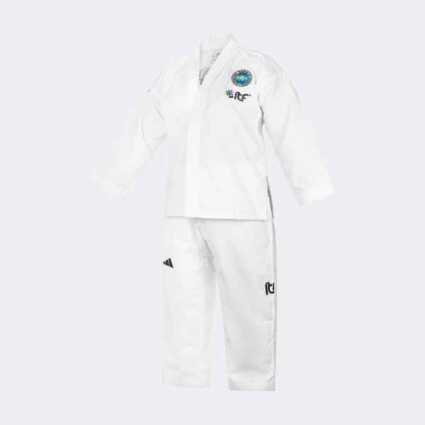 Uniforme Dobok Taekwondo Itf Quest Con Logos - Adititf03p Blanco 160