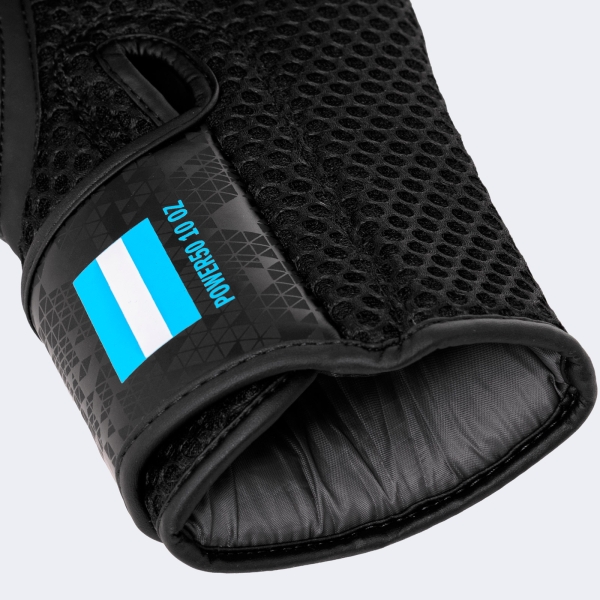 Set Boxeo Combat: Guante Venda Bucal - Bpkit08smu Negro-celeste 16 Oz