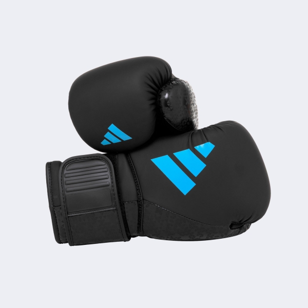 Set Boxeo Combat: Guante Venda Bucal - Bpkit08smu Negro-celeste 16 Oz