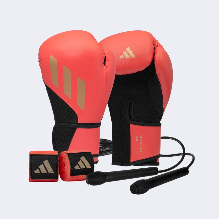 Set Boxeo Tilt F 200: Guante Venda Soga - Adikitf Coral 12 Oz