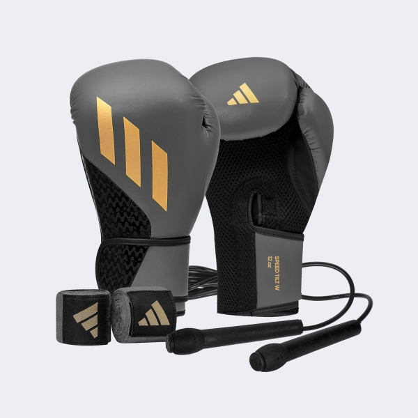 Set Boxeo Tilt F 200: Guante Venda Soga - Adikitf Gris 12 Oz